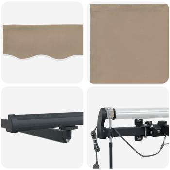 Automatische Einziehbare Markise mit LED Beige 400x350 cm, Markisenersatzstoff für 4x3,5 m Rahmen Beige