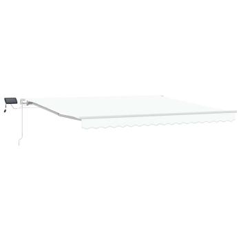 Manuelle Einziehbare Markise mit LED Weiß 400x350 cm, Markisen-Ersatzstoff für 4x3,5 m Rahmen Weiß