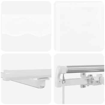 Manuelle Einziehbare Markise mit LED Weiß 400x350 cm, Markisen-Ersatzstoff für 4x3,5 m Rahmen Weiß
