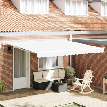ARDEBO.de - Automatische einziehbare Markise Weiß 400x350 cm, Markisen-Ersatzstoff für 4x3.5 m Rahmen Weiß