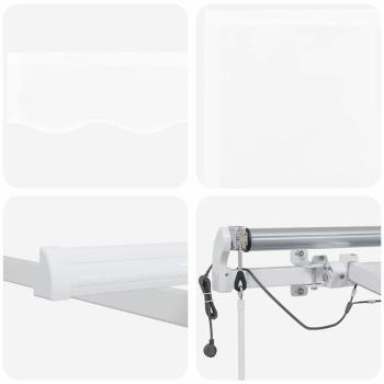 Automatische einziehbare Markise mit LED Weiß 400x350 cm, Markisenersatzstoff für 4x3,5 m Rahmen Weiß