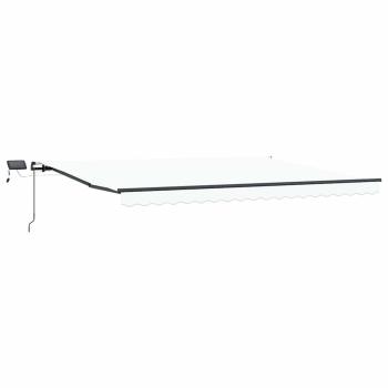 manuelle einziehbare Markise mit LED Weiß 400x350 cm, Markisenersatzstoff für 4x3,5 m Rahmen Weiß