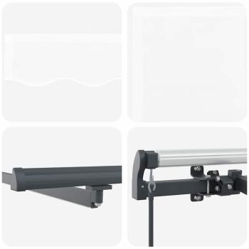 manuelle einziehbare Markise mit LED Weiß 400x350 cm, Markisenersatzstoff für 4x3,5 m Rahmen Weiß