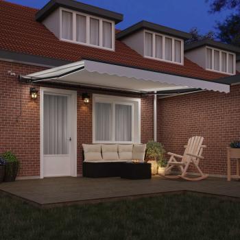 Automatische Einziehbare Markise mit LED Weiß 400x350 cm, Markisen-Ersatzstoff für 4x3.5 m Rahmen Weiß