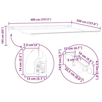 Automatische Einziehbare Markise mit LED Weiß 400x350 cm, Markisen-Ersatzstoff für 4x3.5 m Rahmen Weiß
