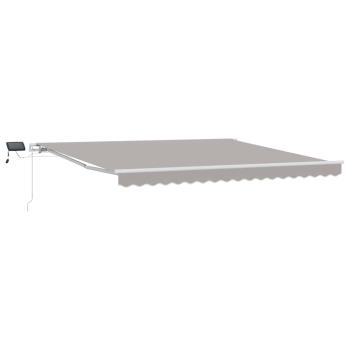 manuelle einziehbare Markise mit LED Hellgrau 400x350 cm, Markisenersatzstoff für Rahmen 4x3,5 m Hellgrau