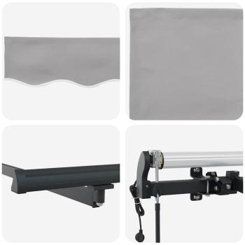 Automatische einziehbare Markise Hellgrau 400x350 cm, Markisenersatzstoff für 4x3,5 m Rahmen Hellgrau