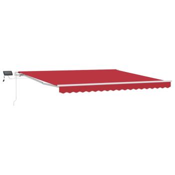 Manuelle einziehbare Markise mit LED Rot 400x350 cm, Markisenersatzstoff für 4x3,5 m Rahmen Rot