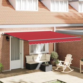 ARDEBO.de - Manuelle einziehbare Markise Rot 400x350 cm, Markisenersatzstoff für 4x3.5 m Rahmen Rot