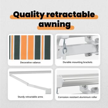 Manuelle Einziehbare Markise Grün und Gelb 400x350 cm, Markisenersatzstoff für 4x3,5 m Rahmen Grün und Gelb