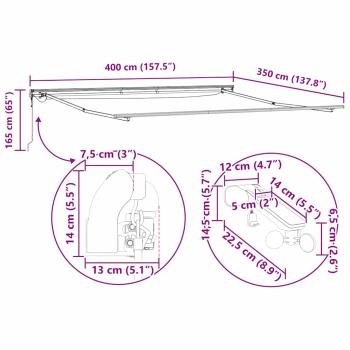 Automatische Einziehbare Markise mit LED Grün und Gelb 400x350 cm, Markisenersatzstoff für 4x3.5 m Rahmen in Grün und Gelb