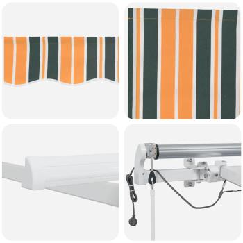 Automatische Einziehbare Markise mit LED Grün und Gelb 400x350 cm, Markisenersatzstoff für 4x3.5 m Rahmen in Grün und Gelb