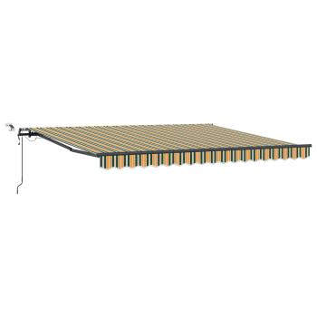 Automatische Einziehbare Markise mit LED Grün und Gelb 400x350 cm, Markisenersatzstoff für 4x3.5 m Rahmen Grün und Gelb