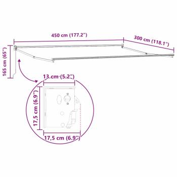 ARDEBO.de - manuelle einziehbare Markise Multicolor Streifen 450x300 cm