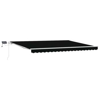 Manuelle einziehbare Markise mit LED Schwarz 450x300 cm, Markisen-Ersatzgewebe für 4,5x3 m Rahmen Schwarz