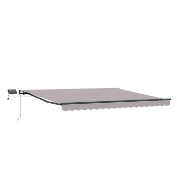 manuelle einziehbare Markise mit LED, Hellgrau, 450x300 cm, Markisenersatzstoff für Rahmen, 4,5x3 m, Hellgrau