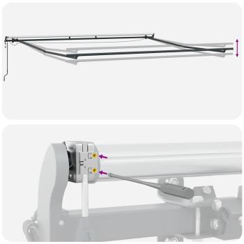 Automatische Einziehbare Markise mit LED Hellgrau 450x300 cm, Markisen Ersatzstoff für 4,5x3 m Rahmen Hellgrau