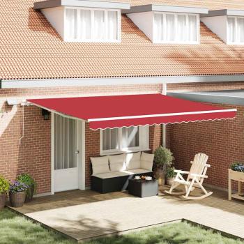 ARDEBO.de - Manuelle Einziehbare Markise mit LED Rot 450x300 cm, Markisenersatzstoff für 4,5x3 m Rahmen Rot