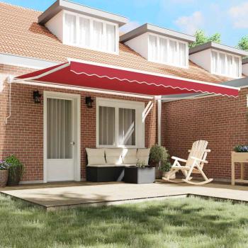 Manuelle einziehbare Markise Rot 450x300 cm, Markisenersatzstoff für 4.5x3 m Rahmen Rot
