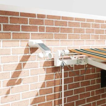 ARDEBO.de - Automatische einziehbare Markise mit LED Grün und Gelb 450x300 cm, Markisen Ersatzstoff für 4.5x3 m Rahmen Grün und Gelb