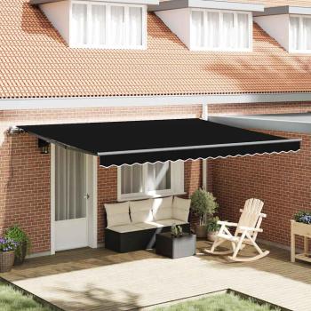 ARDEBO.de - automatische einziehbare Markise Schwarz 450x350 cm, Markisen Austauschstoff für 4,5x3,5 m Rahmen Schwarz