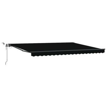 Automatische einziehbare Markise mit LED Schwarz 450x350 cm, Markisen-Ersatzstoff für 4,5x3,5 m Rahmen Schwarz