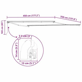 Manuelle Einziehbare Markise Weiß 450 x 350 cm, Markisenersatzstoff für 4,5 x 3,5 m Rahmen Weiß