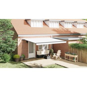 Automatische einziehbare Markise mit LED Weiß 450x350 cm, Markise Ersatzstoff für 4.5x3.5 m Rahmen Weiß