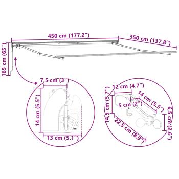 Automatische einziehbare Markise mit LED in Grün und Gelb 450x350 cm, Markisenersatzstoff für 4.5x3.5 m Rahmen in Grün und Gelb