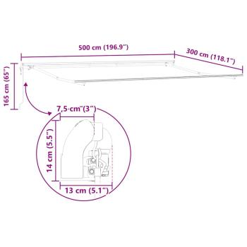 Automatische Einziehbare Markise Rot und Weiß Gestreift 500x300 cm