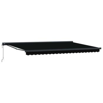Automatische Einziehbare Markise Schwarz 500x300 cm, Markisenersatzstoff für 5x3 m Rahmen Schwarz