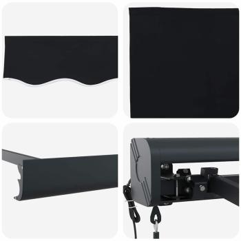 Automatische Einziehbare Markise Schwarz 500x300 cm, Markisenersatzstoff für 5x3 m Rahmen Schwarz
