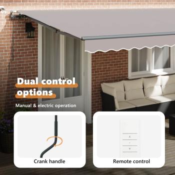 Automatische Einziehbare Markise mit LED Hellgrau 500x300 cm, Markisen-Ersatzstoff für 5x3 m Gestell Hellgrau
