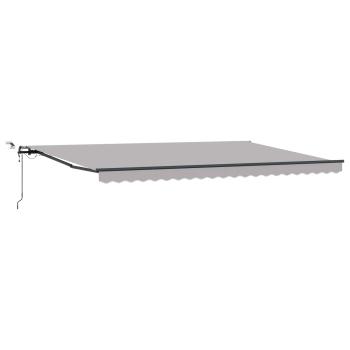 Automatische Einziehbare Markise mit LED Hellgrau 500x300 cm, Markisen-Ersatzstoff für 5x3 m Gestell Hellgrau