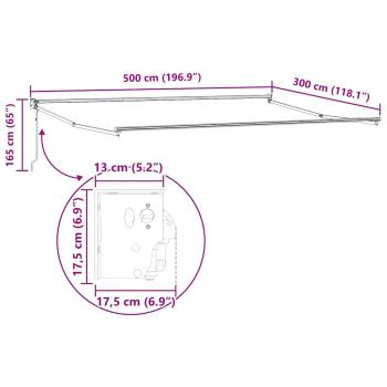 Automatische Einziehbare Markise Hellgrau 500x300 cm, Markisen-Ersatzstoff für 5x3 m Rahmen Hellgrau