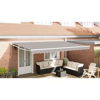 Automatische Einziehbare Markise Hellgrau 500x300 cm, Markisen-Ersatzstoff für 5x3 m Rahmen Hellgrau