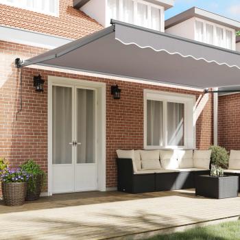 Automatische Einziehbare Markise Helles Grau 500x300 cm, Markisenersatzstoff für 5x3 m Rahmen Helles Grau