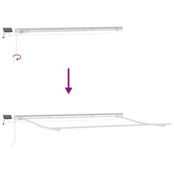 Handmarkise mit LED Rot 500x300 cm, Markisen-Ersatzstoff für 5x3 m Rahmen Rot