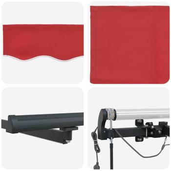 Automatische Einziehbare Markise mit LED Rot 500x300 cm, Markisen Ersatzstoff für 5x3 m Rahmen Rot
