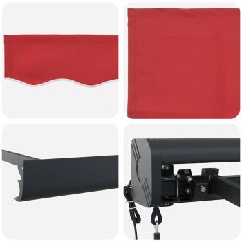 Automatische Einziehbare Markise Rot 500x300 cm, Markisenersatzstoff für 5x3 m Rahmen Rot