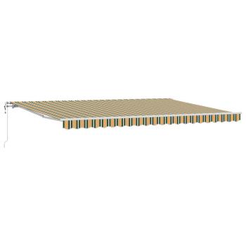 Automatische Einziehbare Markise Grün und Gelb 500x300 cm, Markisen-Ersatzstoff für 5x3 m Rahmen Grün und Gelb
