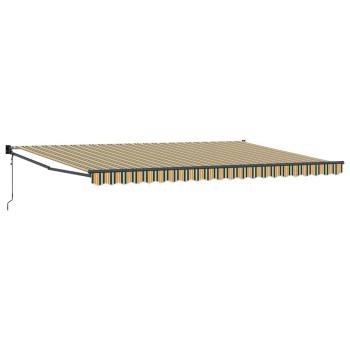 Automatische Einziehbare Markise Grün und Gelb 500x300 cm, Markisenersatzstoff für 5x3 m Rahmen Grün und Gelb