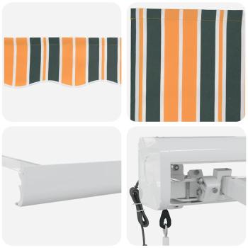 Automatische Einziehbare Markise Grün und Gelb 500x300 cm, Markisen-Ersatzstoff für Rahmen 5x3 m Grün und Gelb