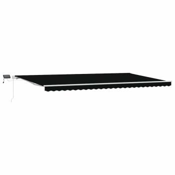 Manuelle Einziehbare Markise mit LED Schwarz 600x300 cm, Markisen-Ersatzstoff für 6x3 m Rahmen Schwarz