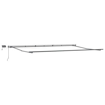 Manuelle Einziehbare Markise mit LED Schwarz 600x300 cm, Markisenersatzstoff für 6x3 m Rahmen Schwarz
