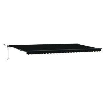 automatische einziehbare Markise mit LED Schwarz 600x300 cm, Markisen-Ersatzstoff für 6x3 m Rahmen Schwarz