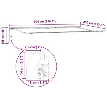 Manuelle einziehbare Markise Weiß 600x350 cm, Markisenersatzstoff für 6x3,5 m Rahmen Weiß
