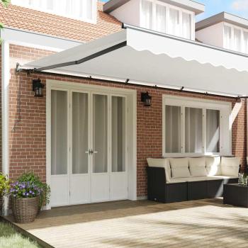 Automatische einziehbare Markise Weiß 600x350 cm, Markisenstoff für 6x3,5 m Rahmen Weiß