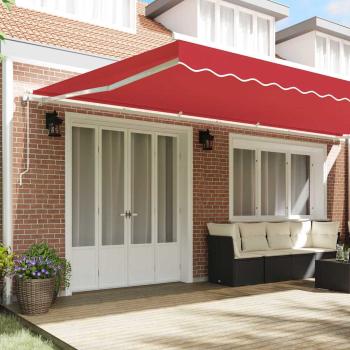 Automatische Einziehbare Markise Rot 600x350 cm, Markisenersatzstoff für 6x3,5 m Rahmen Rot