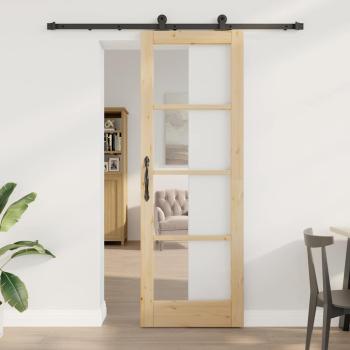 ARDEBO.de - Schiebetür mit Hardware-Set 'ORKDAL'Massivholz & Glas, Innentür mit Glas 'ORKDAL'73,5 x 211 x 4 cm Massivholz Kiefer